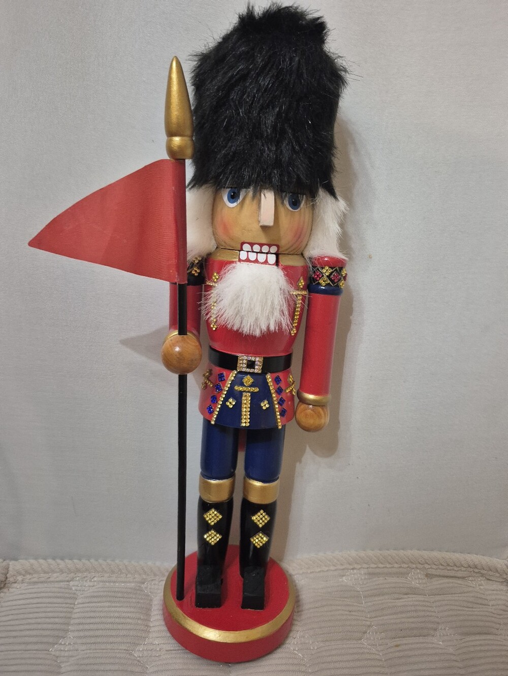 Wooden Nutcracker Soldier with Red Coat and Black Hat